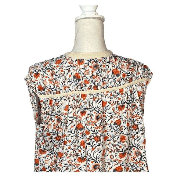 Lucky Brand Women's Orange & Cream Floral Print V-Neck Sleeveless Blouse Size S - Picture 8 of 14